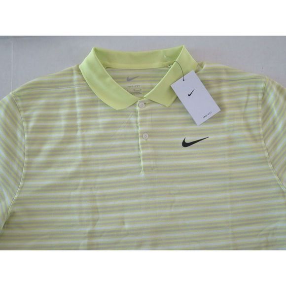 Nike BV0363 736 Men's Sz XL Lemon Twist Dri-FIT Victory Striped Golf Polo - Picture 5 of 10